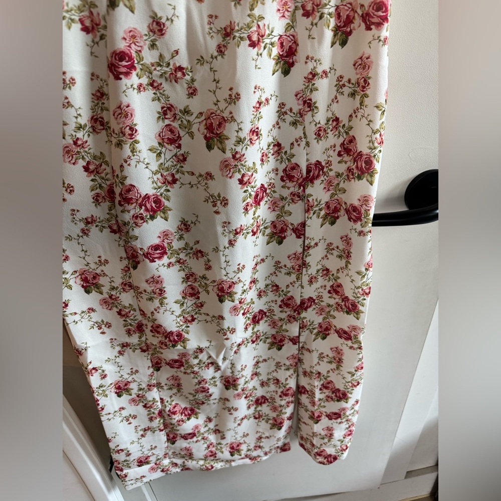 House of CB White Floral Midi Dress with Pink Roses - Picture 8 of 14